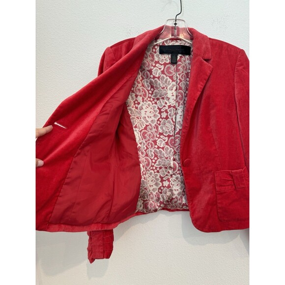 Apostrophe Women's Red Velvet Blazer Pockets Chic Girly Career 2 *Stain - Picture 7 of 14